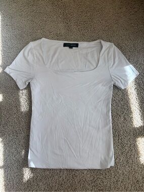 LOFT White Scoop Neck Short Sleeve Tee
